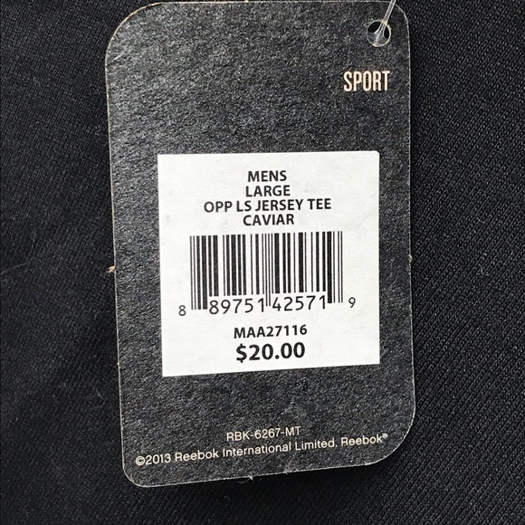 Reebok Sport Men’s Large OPP Jersey Tee Black Caviar Training Activewear - Picture 4 of 5